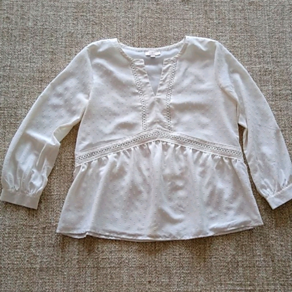 Loft cream eyelet blouse